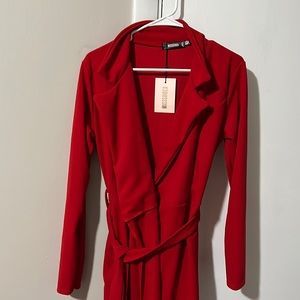 Misguided Red Blazer wrap-tie front dress